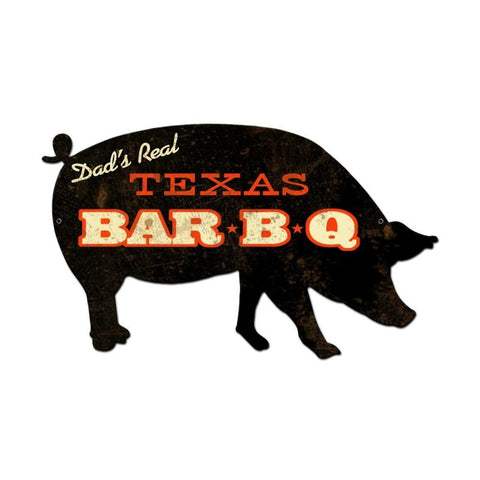 Texas Bbq Pig Vintage Sign Metal Sign