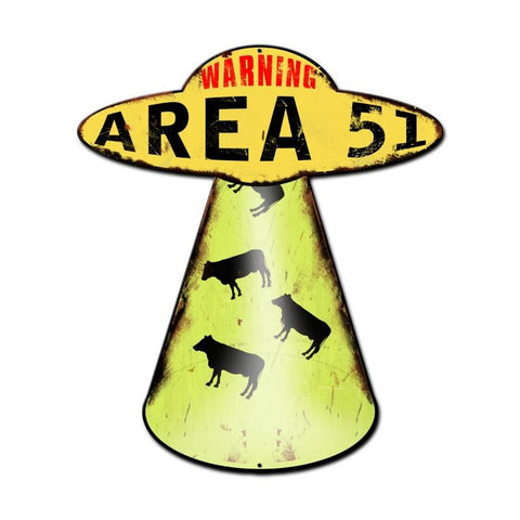 Area 51 Cow Abduction Vintage Sign Metal Sign