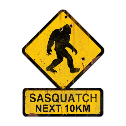 Sasquatch Next 10 Km Vintage Sign Metal Sign