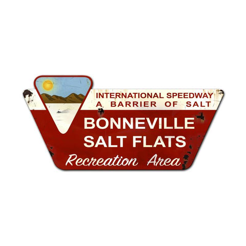 Bonneville Salt Flats Created Vintage Sign Metal Sign