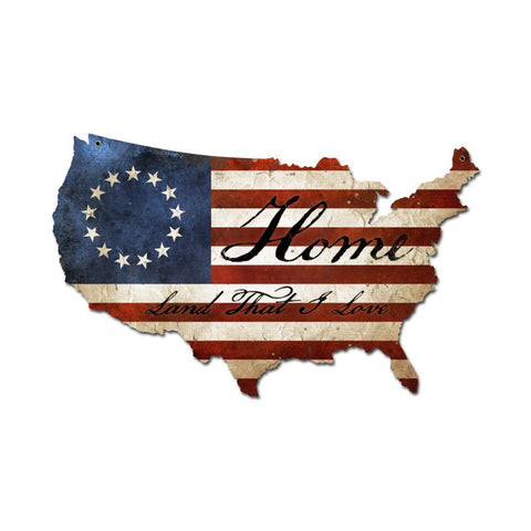 Usa-Flag-Home-Vintage-Sign-Metal-Sign