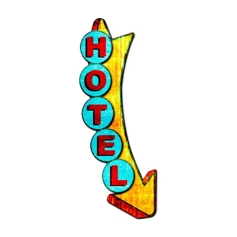 3-D Hotel  Sign Vintage Sign Metal Sign