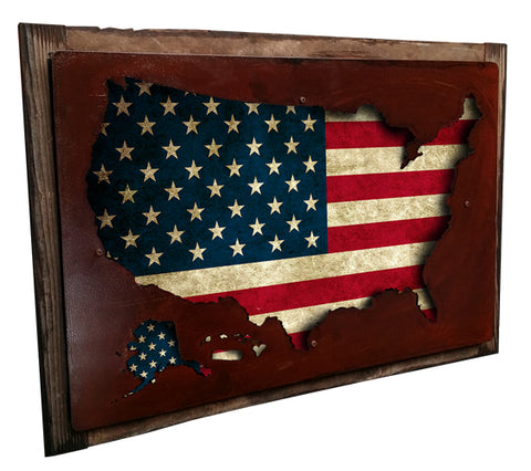 3-D  Usa Map Display Vintage Sign Metal Sign