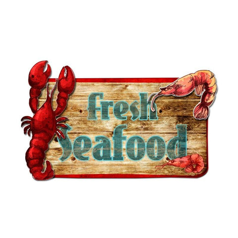 3-D Fresh Seafood  Vintage Sign Metal Sign