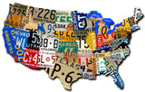 License Plate Usa Map Cut Out Vintage Sign Metal Sign