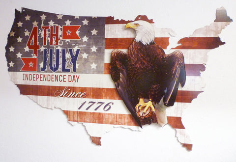 3-D-4Th-Of-July--Usa-Eagle---Vintage-Sign-Metal-Sign