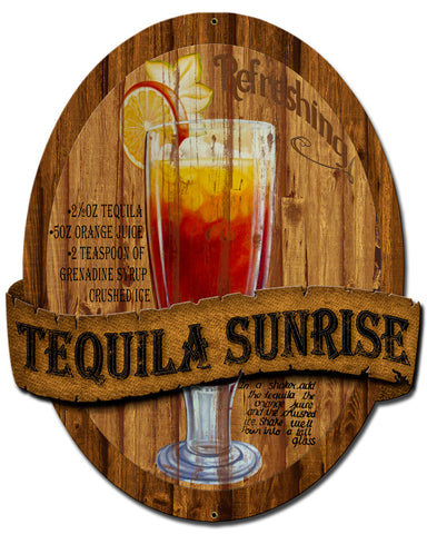 3-D Tequila Sunrise Metal Sign