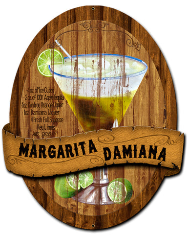 3-D Margarita Damiana Metal Sign
