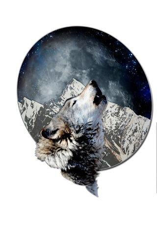Wolf Moon Metal Sign