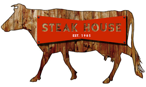 3-D Steakhouse  Vintage Sign Metal Sign