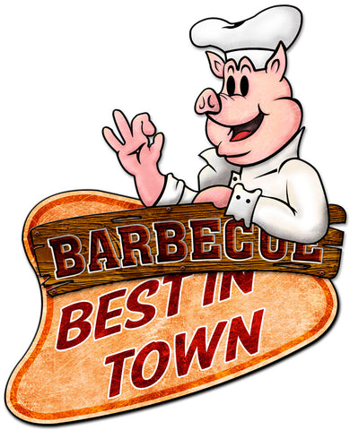 3-D Barbecue Best In Town  Vintage Sign Metal Sign
