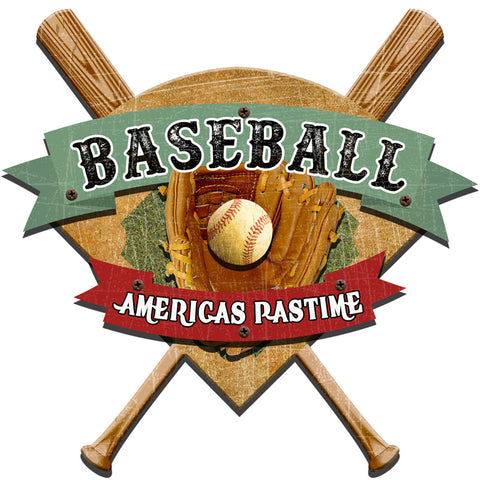 Baseball Past Time Metal Sign