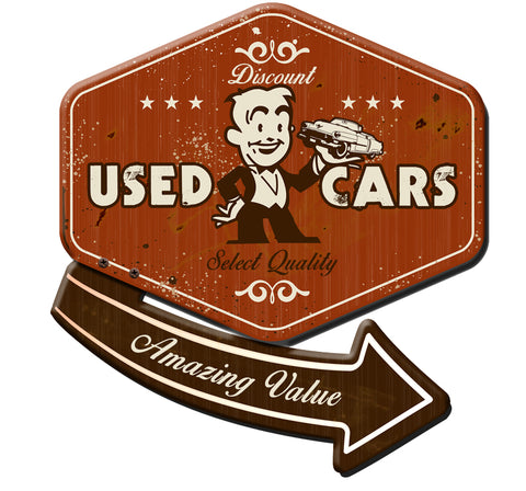 30's USED CAR 3-D Metal Sign