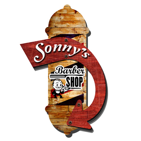 3-D BARBER SHOP  - Personalized Metal Sign