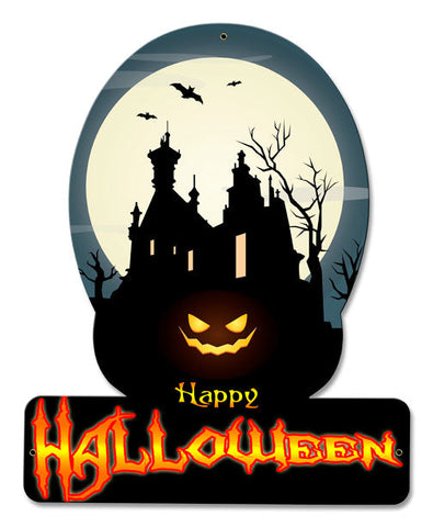 HAPPY HALLOWEEN HAUNTED HOUSE Vintage Sign Metal Sign