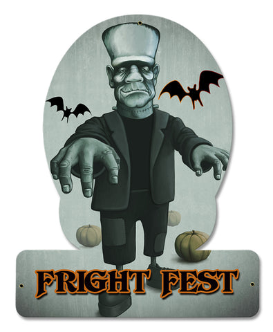 HALLOWEEN FRANKIE FRIGHT FEST Vintage Sign Metal Sign