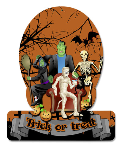 TRICK OR TREAT PARTY Vintage Sign Metal Sign