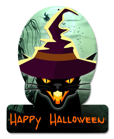 HALLOWEEN CAT Vintage Sign Metal Sign