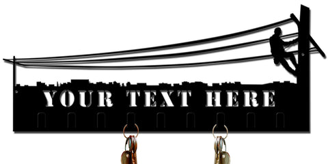 LINEMAN KEY HOLDER  CUT OUT Vintage Sign - Personalized Metal Sign