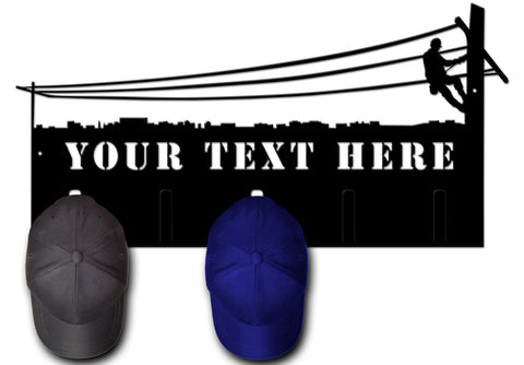 LINEMAN-CAP-HOLDER--CUT-OUT-Vintage-Sign---Personalized-Metal-Sign