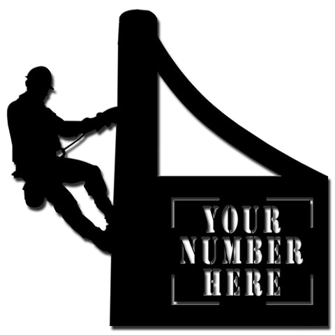 LINEMAN  CUT OUT HOUSE NUMBER SIGN Vintage Sign - Personalized Metal Sign