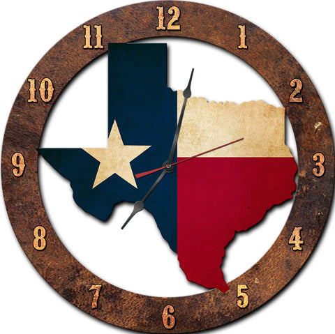 Texas State Shape Clock Metal Sign