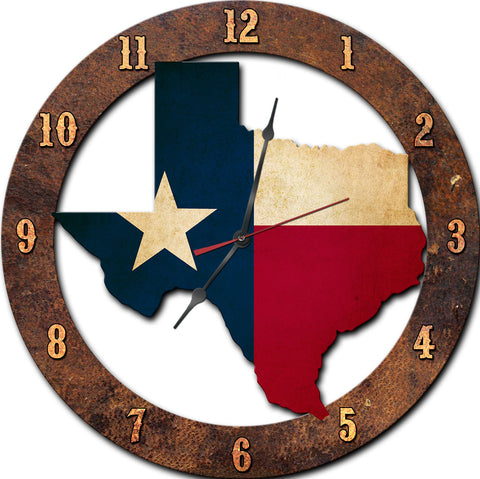 Texas State Shape Clock Metal Sign