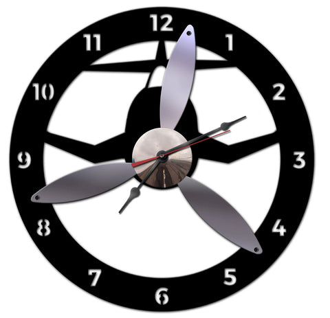 3D Silver Propeller Clock  Vintage Sign Metal Sign