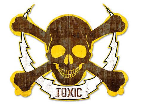 Skull Bolt Toxic Metal Sign