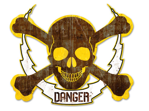 Skull Bolt Danger Metal Sign