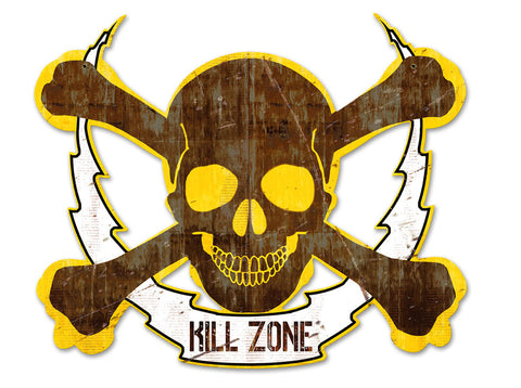 Skull Bolt Kill Zone Metal Sign