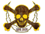 Skull Bolt Game Over Metal Sign