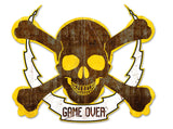Skull Bolt Game Over Metal Sign