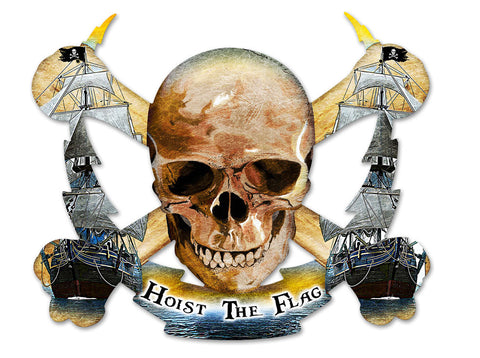 Skull Bolt Hoist The Flag Metal Sign