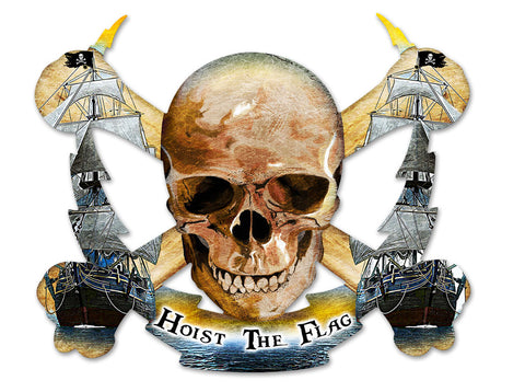 Skull Bolt Hoist The Flag Metal Sign