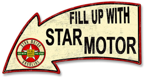 Fill-Up-With-Star-Motor-Gasoline-Arrow-Metal-Sign