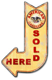 American Gasoline Sold Here Arrow Metal Sign