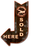 Aero Eastern Sold Here Arrow Metal Sign