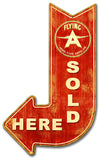 Flying A Sold Here Arrow Metal Sign