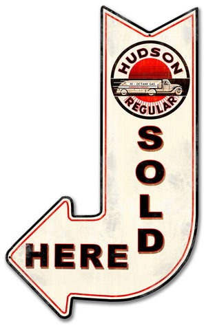 Hudson Sold Here Arrow Metal Sign