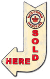 Red Crown Sold Here Arrow Metal Sign