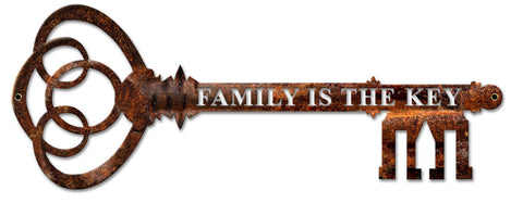 Family Is The Key Metal Sign