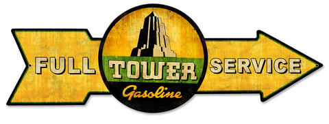 Full Service Tower Gasoline Metal Sign