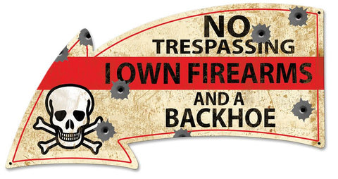 No Trespassing Arrow Metal Sign