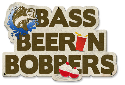 Bass, Beer 'n' Bobbers Vintage Sign Metal Sign