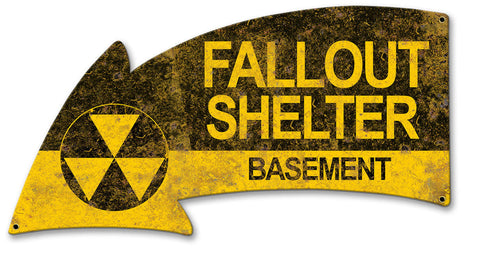 Fallout Shelter Basement Arrow Vintage Sign Metal Sign