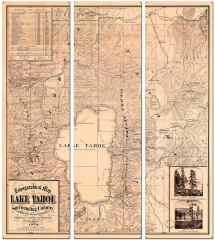 Lake Tahoe Map Vintage Sign Metal Sign