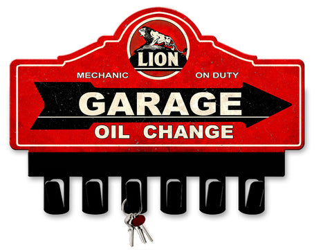 Lion Gasoline Key Hanger Vintage Sign Metal Sign