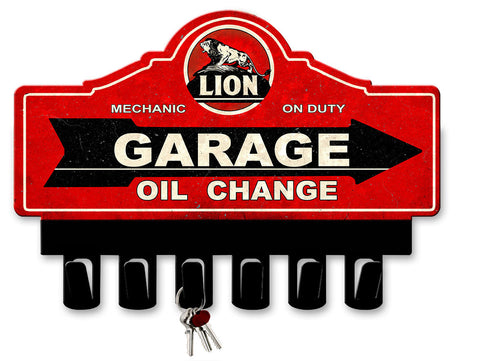 Lion-Gasoline-Key-Hanger-Vintage-Sign-Metal-Sign