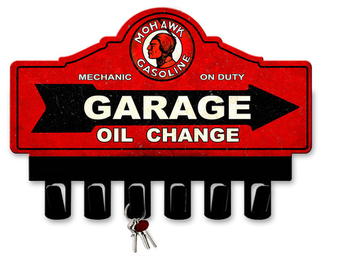 Mohawk Gasoline Key Hanger Vintage Sign Metal Sign